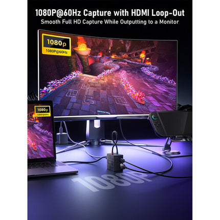 Lemorele AC12 USB-C Capturadora de Video HDMI 1080p60 100W PD
