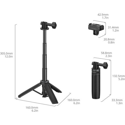 SmallRig Soporte Selfie Stick para DJI Osmo Action 6 y Nano 5.1-12" Aluminio