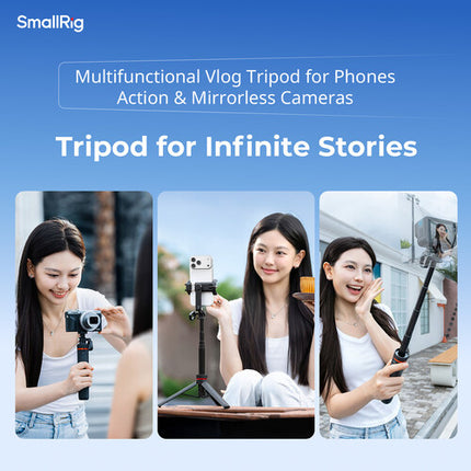 SmallRig VT-17 trípode de viaje multifuncional altura 18 a 70 cm con soporte rotatorio