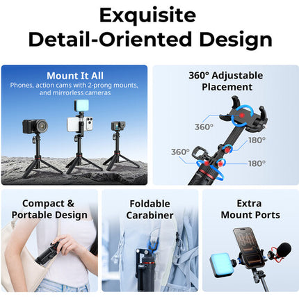 SmallRig VT-17 trípode de viaje multifuncional altura 18 a 70 cm con soporte rotatorio