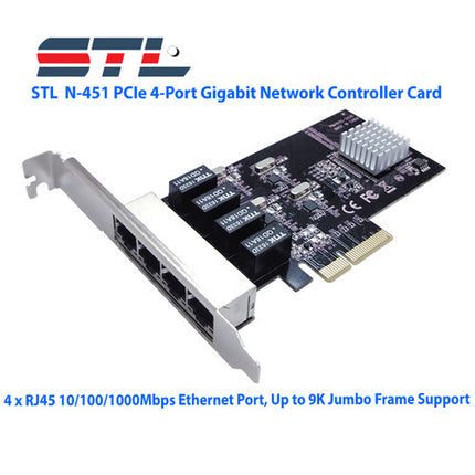 STL N-451 Adaptador de Red PCIe 2.0 4 Puertos Gigabit Ethernet 4xRJ45