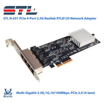 STL N-660 Adaptador de Red PCIe 2.0 4 Puertos Ethernet 2.5G con Brackets