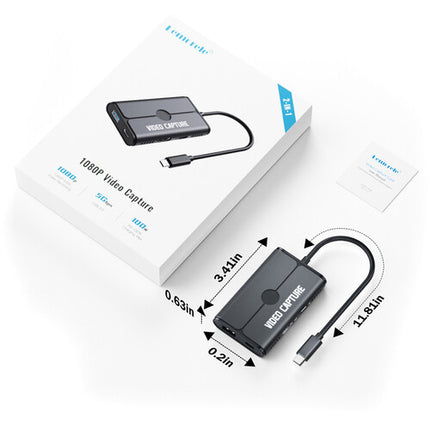 Lemorele Capturadora de Video 1080p60 USB-C con Carga PD 100W