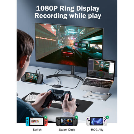 Lemorele Capturadora de Video 1080p60 USB-C con Carga PD 100W