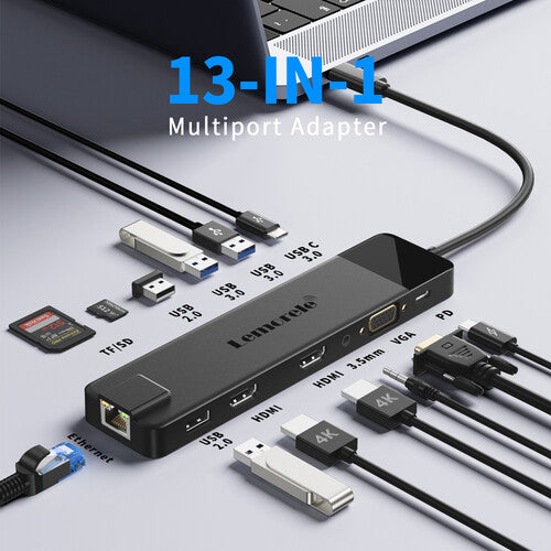 Lemorele TC100 Base USB-C 3 en 1 para conexión múltiple