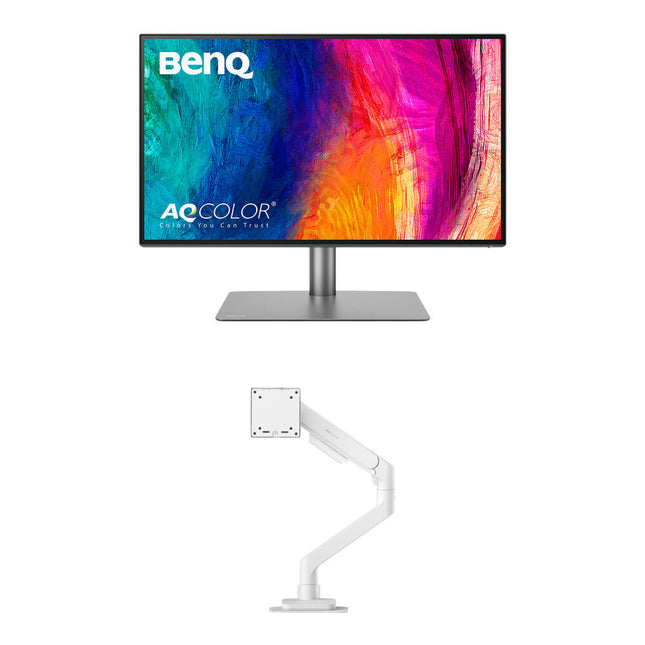 BenQ 27" DesignVue PD2725U Monitor 4K HDR IPS 3840x2160 60Hz con Ergo Arm Blanco