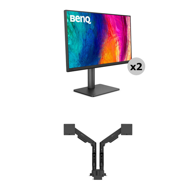 BenQ Dual 27" DesignVue Monitor 1440p QHD 100 Hz Kit Ergo Arm