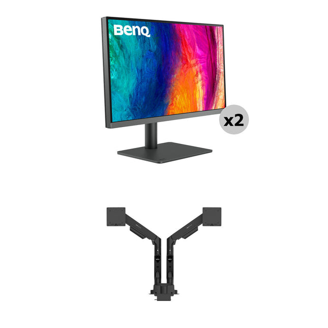 BenQ Dual 27" DesignVue PD2706U Monitor 4K UHD 3840x2160 Dual Ergo Arm Kit