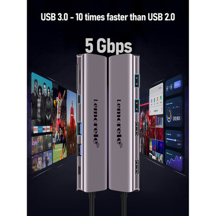 Lemorele TC91 Estación de Acoplamiento 10 en 1 con 100W PD y 2 HDMI 4K30