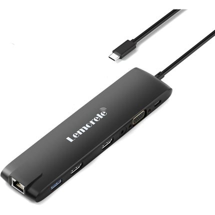 Lemorele TC96 Docking Station 13 en 1 HDMI VGA USB-C 85W PD 10 Gb/s