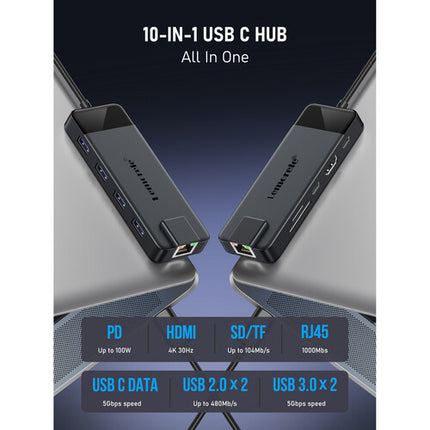 Lemorele TC93 Docking Station USB-C 4K HDMI 100W PD 10 en 1