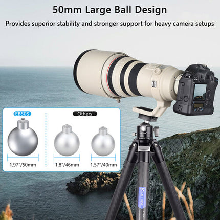 ARTCISE EB50 Cabeza de Bola Perfil Bajo 50mm Giro 360° Inclinación 90° Plata