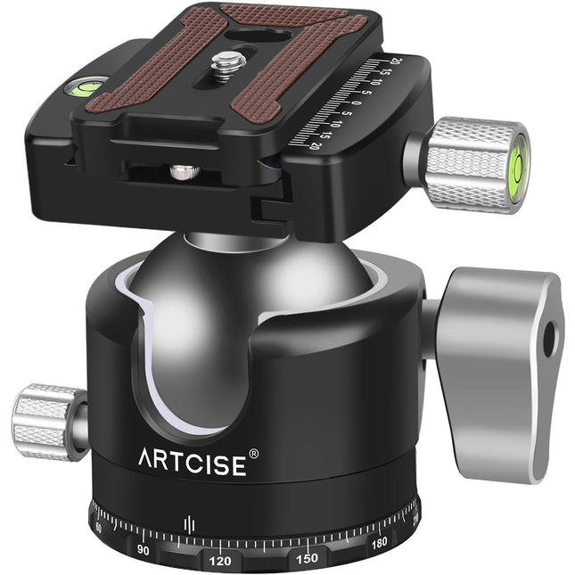 ARTCISE EB50 Cabeza de Bola Perfil Bajo 50mm Giro 360° Inclinación 90° Plata