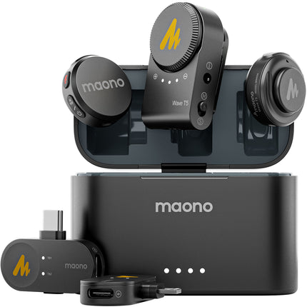 maono WM650 PA3 Kit Micrófono Lavalier Inalámbrico USB-C 1000' Alcance 40h Batería