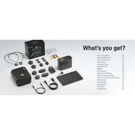 maono WM650 PA3 Kit Micrófono Lavalier Inalámbrico USB-C 1000' Alcance 40h Batería