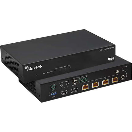 MuxLab 1x4 4K HDMI Splitter y Extensor HDBaseT Kit 120m HDR PoC