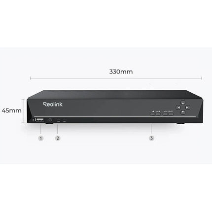 Reolink NVS16-12MB8 NVR 16 Canales 12MP con 4TB HDD y 10 Cámaras Bullet IP67