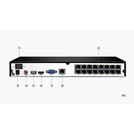 Reolink NVS16-12MB8 NVR 16 Canales 12MP con 4TB HDD y 10 Cámaras Bullet IP67