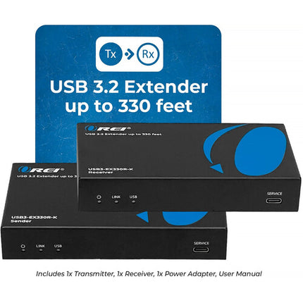 OREI USB 3.2 HDBaseT Extensor USB sobre Cat 6 hasta 330 pies con Hub 4 Puertos