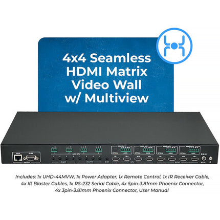OREI UHD-44MVW Matriz HDMI 4x4 UHD 4K60 18 Gb/s 12 Modos Multiviewer