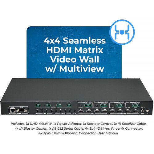 OREI UHD-44MVW Matriz HDMI 4x4 UHD 4K60 18 Gb/s 12 Modos Multiviewer