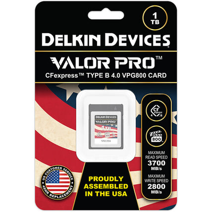 Delkin Devices 1TB Valor PRO CFexpress 4.0 Tarjeta de Memoria Tipo B 3700 MB/s Lectura 2800 MB/s Escritura