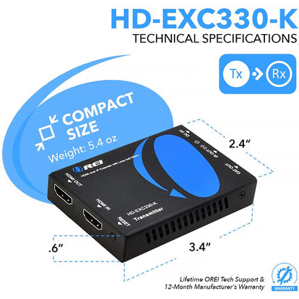 OREI HDMI Extensor Kit 1080p 330' con IR y Salida Loop HDMI