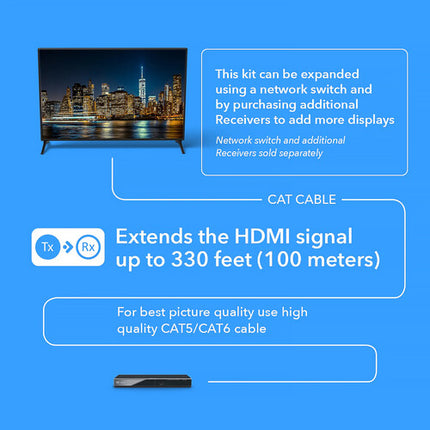 OREI HDMI Extensor Kit 1080p 330' con IR y Salida Loop HDMI