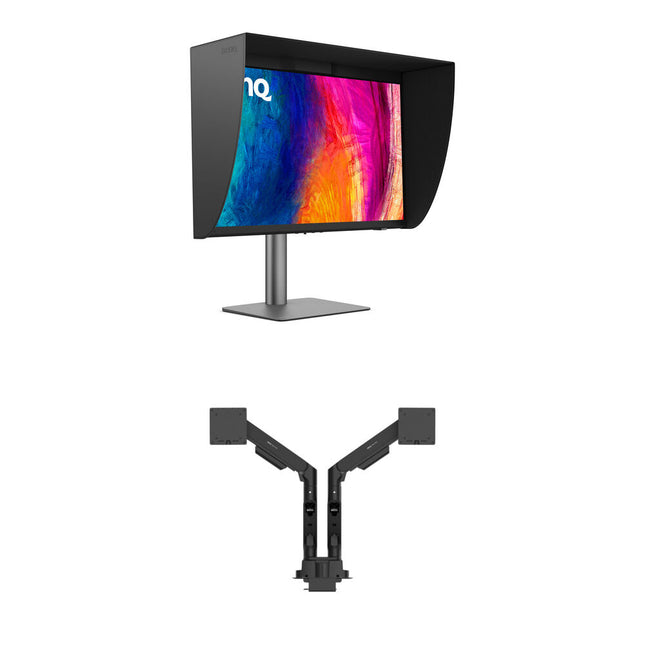 BenQ Dual 27" PD2770U Monitor 4K UHD 3840x2160 60Hz con Ergo Arm Kit