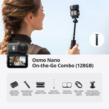 DJI Osmo Nano Combo Cámara Deportiva 4K60 128GB Con Palo Extensor