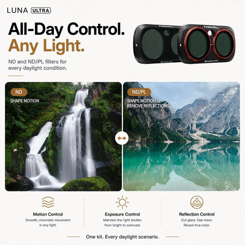Freewell All Day Kit de 8 Filtros ND y ND/PL para Insta360 Luna Ultra