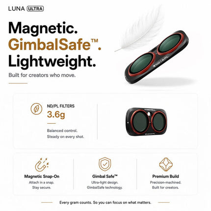 Freewell Bright Day Kit de Filtros ND PL para Insta360 Luna Ultra Set 4 filtros ND8 ND16 ND32 ND64