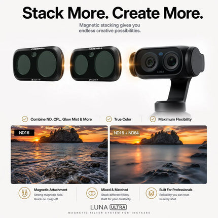 Freewell Mega Kit de 12 Filtros ND para Insta360 Luna Ultra con Estuche