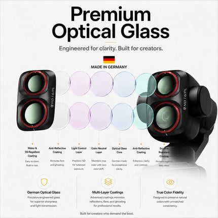 Freewell All Day QuickSwap Kit de 8 Filtros ND y Híbridos para DJI Osmo Pocket 4P Negro