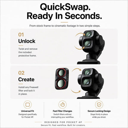 Freewell Bright Day Kit de Filtros ND8-64 PL para DJI Osmo Pocket 4P Set 4 piezas