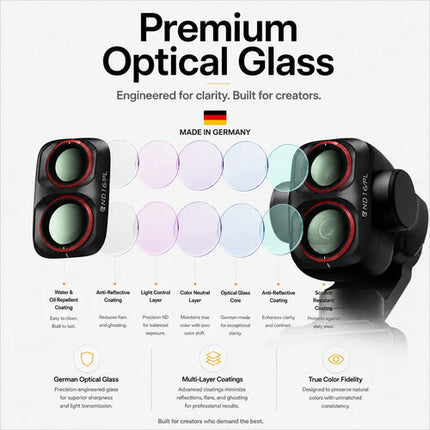 Freewell Bright Day Kit de Filtros ND8-64 PL para DJI Osmo Pocket 4P Set 4 piezas