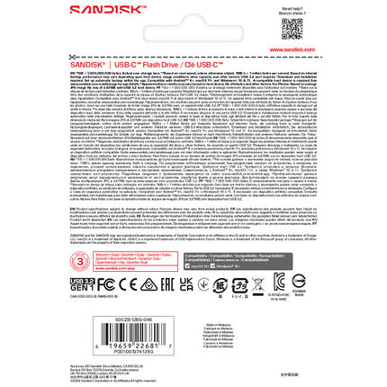 SanDisk 128GB USB-C 3.2 Gen 1 Memoria Flash 250 MB/s Velocidad de Lectura