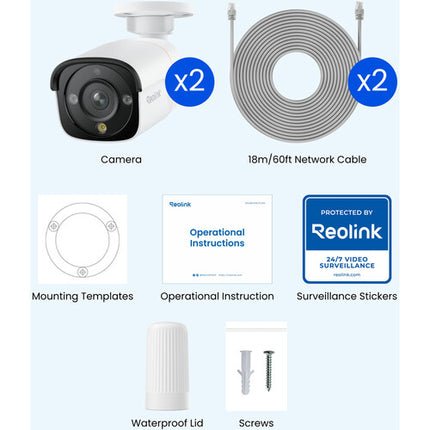 Reolink NVS16-12MB8 NVR 16 canales 12MP 4TB HDD con 12 cámaras bullet IP67