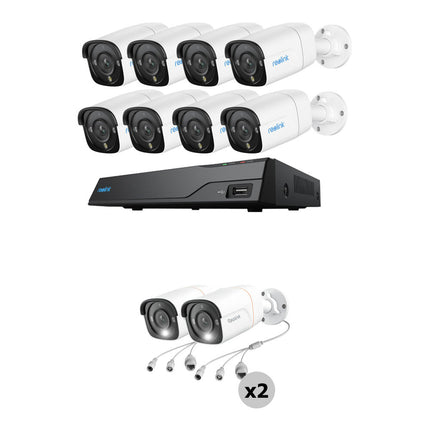 Reolink NVS16-12MB8 NVR 16 canales 12MP 4TB HDD con 12 cámaras bullet IP67