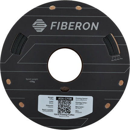 Polymaker Fiberon ASA-CF08 Filamento Negro 0.5kg Resistente UV Velocidad 350mm/s