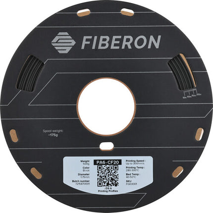 Polymaker Fiberon PA6-CF20 Nylon 6 con Fibra de Carbono 0.5kg Negro