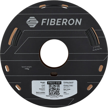 Polymaker Fiberon PA612-ESD Filamento Nylon Reforzado Fibra Carbono 0.5kg Negro
