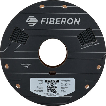 Polymaker Fiberon PET-GF15 Filamento PET reforzado con fibra de vidrio 1kg negro resistente al calor