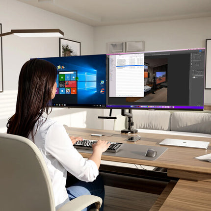 Mount-It! MI-12005 Soporte de Escritorio para 2 Monitores hasta 32" 19.8 lb con USB Integrado