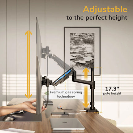 Mount-It! MI-12005 Soporte de Escritorio para 2 Monitores hasta 32" 19.8 lb con USB Integrado