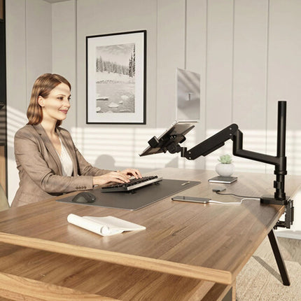 Mount-It! Soporte para Laptop con Brazo de Resorte Gas y Poste para Escritorio Capacidad 9 kg Compatible 11.6 a 17.3 pulgadas