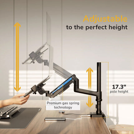 Mount-It! Soporte para Laptop con Brazo de Resorte Gas y Poste para Escritorio Capacidad 9 kg Compatible 11.6 a 17.3 pulgadas
