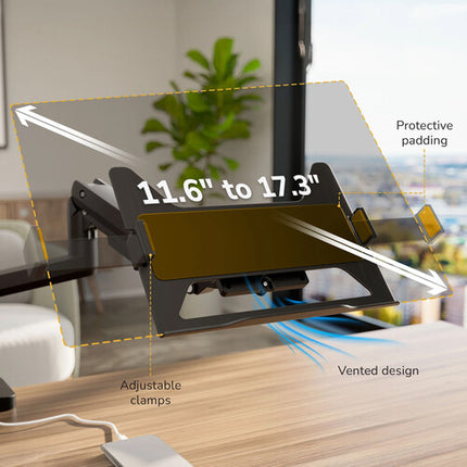 Mount-It! Soporte para Laptop con Brazo de Resorte Gas y Poste para Escritorio Capacidad 9 kg Compatible 11.6 a 17.3 pulgadas