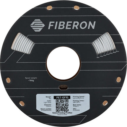 Polymaker Fiberon PET-GF15 Filamento PET reforzado con fibra de vidrio 1kg gris claro resistente al calor