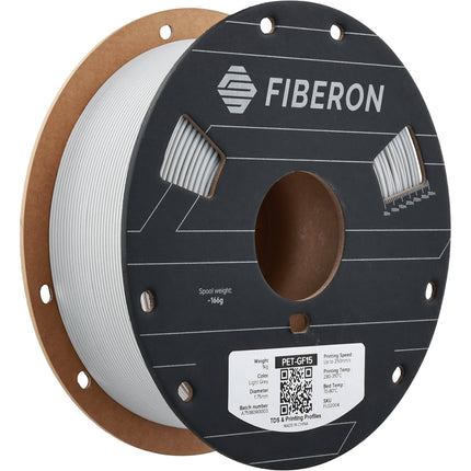 Polymaker Fiberon PET-GF15 Filamento PET reforzado con fibra de vidrio 1kg gris claro resistente al calor